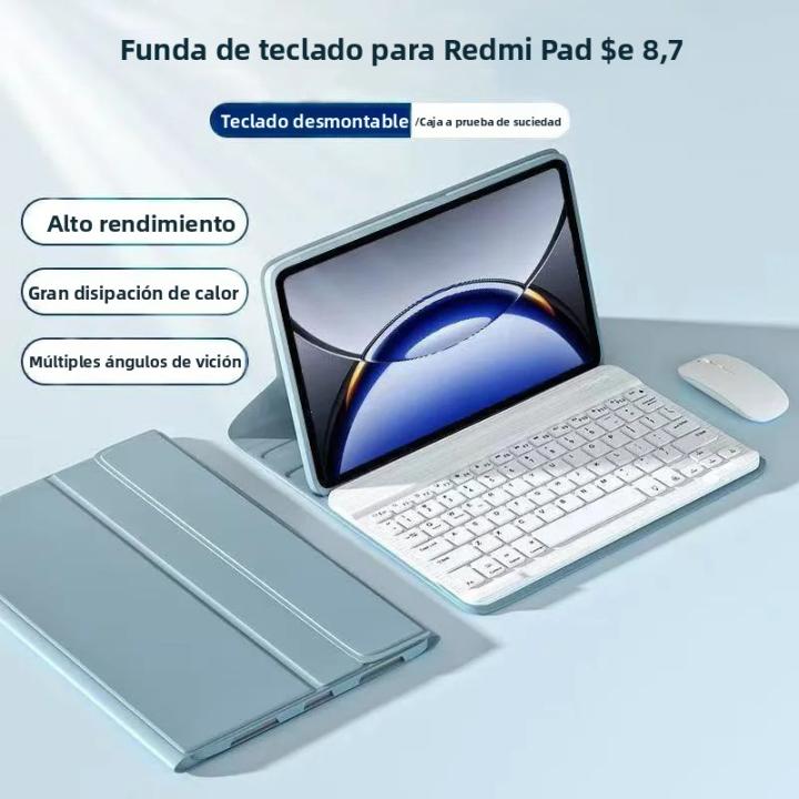 Funda De Tableta Bluetooth Para Redmi Pad SE 8.7 Pulgadas Con Teclado Desmontable Funda De Tablet Compatible Con Redmi K Pad 8.8 SE 8.7" Material PU Estilo Fashion