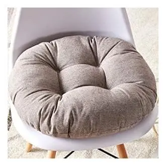 Cojines redondos para silla de 48 cm, cojín redondo de algodón para futón, tatami, para interior y exterior, hamaca, yoga, meditación, color café. - 1