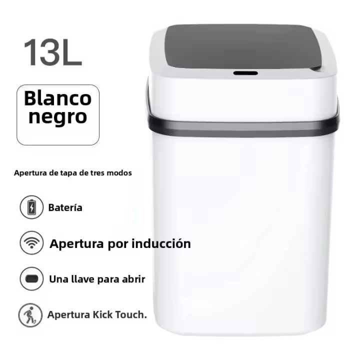 Bandeja De Basura Inteligente Automática 13/15L Para Cocina Y Baño Con Tapa Sensor Inteligente Contenedor De Basura Ecológico - 1
