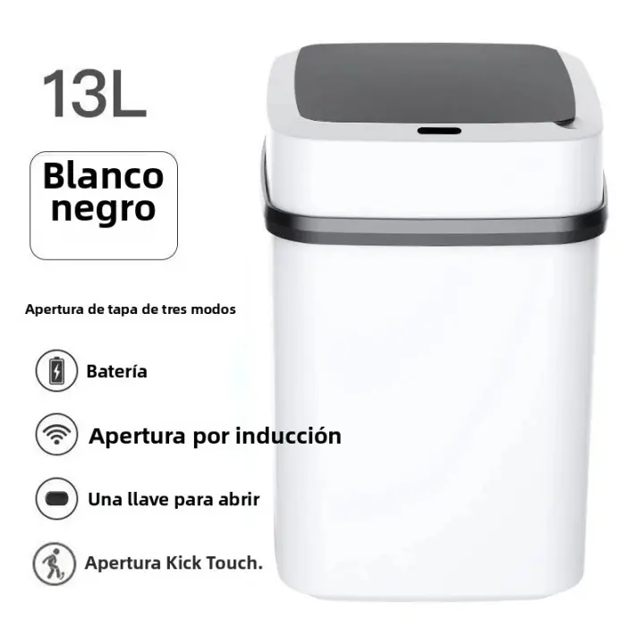 Bandeja De Basura Inteligente Automática 13/15L Para Cocina Y Baño Con Tapa Sensor Inteligente Contenedor De Basura Ecológico - 1