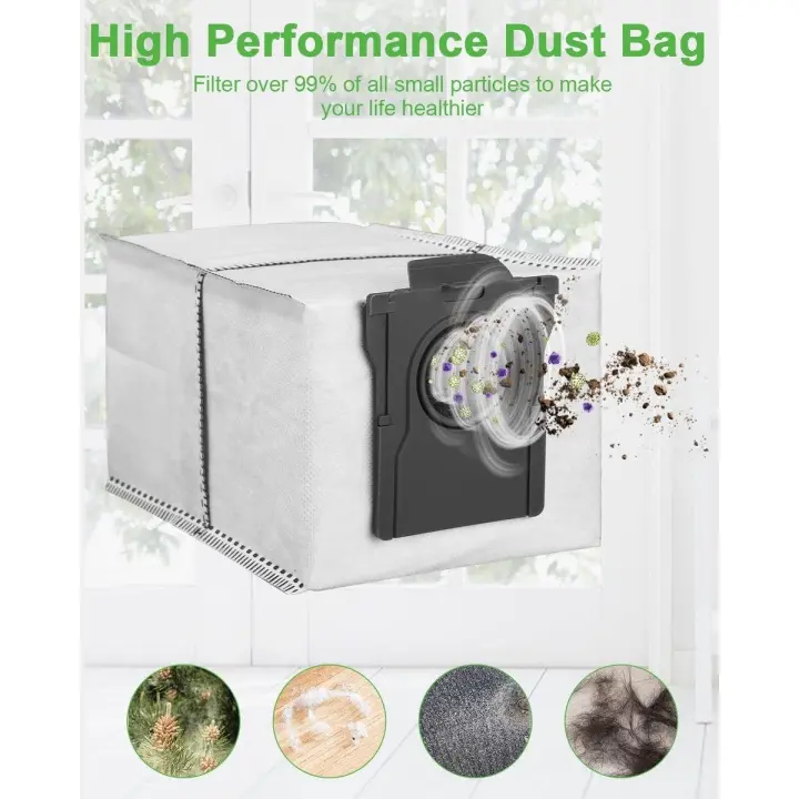 12 bolsas para aspiradora compatibles con Dreame X30, X40, S30 y S10. Cierre automático. Filtro HEPA de 4 capas. Bolsas antialérgicas. - 1