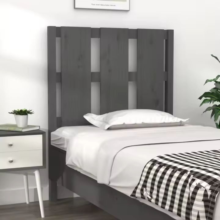 vidaXL Cabecero de cama madera maciza de pino gris 80,5x4x100 cm - 1