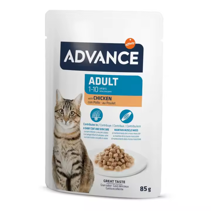 Advance Comida Húmeda con Pollo para Gatos Adulto +1 año, 85gr, Nutrición Optima, Alimento Húmedo para Gatos - 1