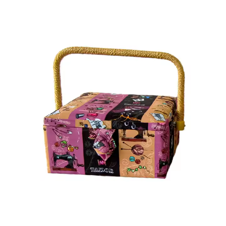 NADEL - 75304 Costurero cuadrado realizado en tejido estampado mercero con unas medidas de 20x20x11cm - 1