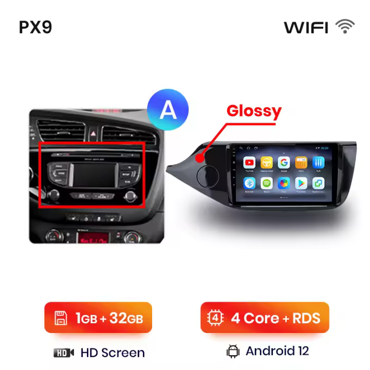 AWESAFE inalámbrico CarPlay Android Auto Radio para  KIA CEE'D CEED JD 2012  2013 2014 2015 2016 2017 2018 coche reproductor multimedia GPS 2 din autoradio volante controles RDS Bluetooth - 1