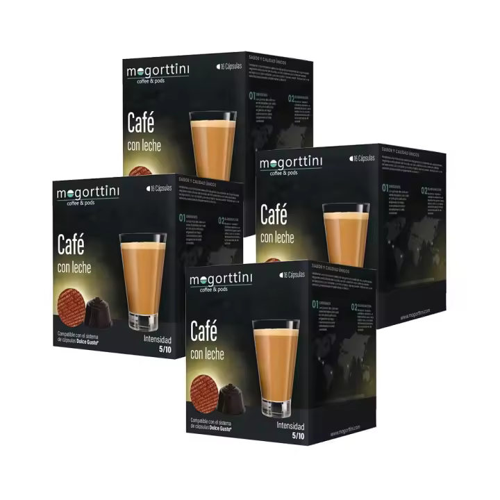 Cafe con leche Mogorttini 4 cajas de 16 cápsulas compatibles Dolce Gusto 8436583660720 - 1