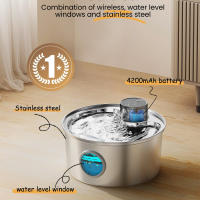Fuente De Agua Automática Para Gatos Y Perros 3.2L Recargable Por USB 5V Acero Inoxidable Con Sensor Múltiples Cuencos De Bebida - details 4