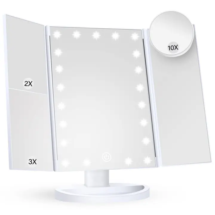 Espejo De Maquillaje Con Iluminación Inteligente Y Táctil Triple Pila Estándar De Escritorio LED Para Amplificar El Brillo - 1