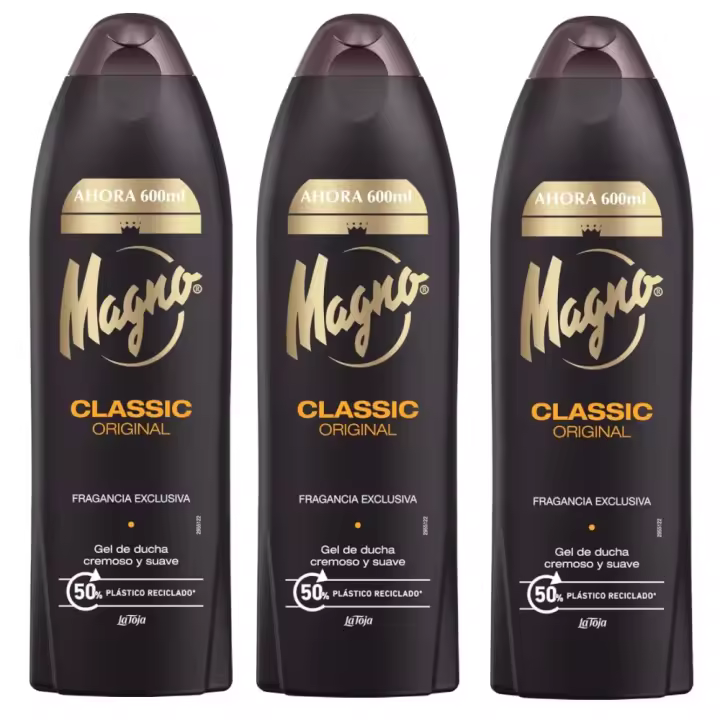 La Toja Magno Classic Original Gel de Baño 600 ml (Pack 3 unidades) - Gel de ducha clasico con una fragancia exclusiva y unica en el mundo, notas de naranja, vainilla y pino con toque de madera, Piel tersa y suave gracias a su textura cremosa y delicada, - 1