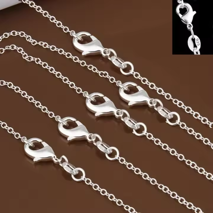 Cadena De Plata 925 Para Hombres Y Mujeres En Lote De 5 Piezas Joyería DIY Clásica De 1mm Longitud 16-24 Pulgadas - 1
