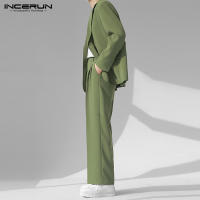INCERUN Conjunto De Hombre 2024 Estilo Coreano Chaqueta Larga Y Pantalones Casual Streetwear Masculino Dos Piezas S-5XL Solido - details 10