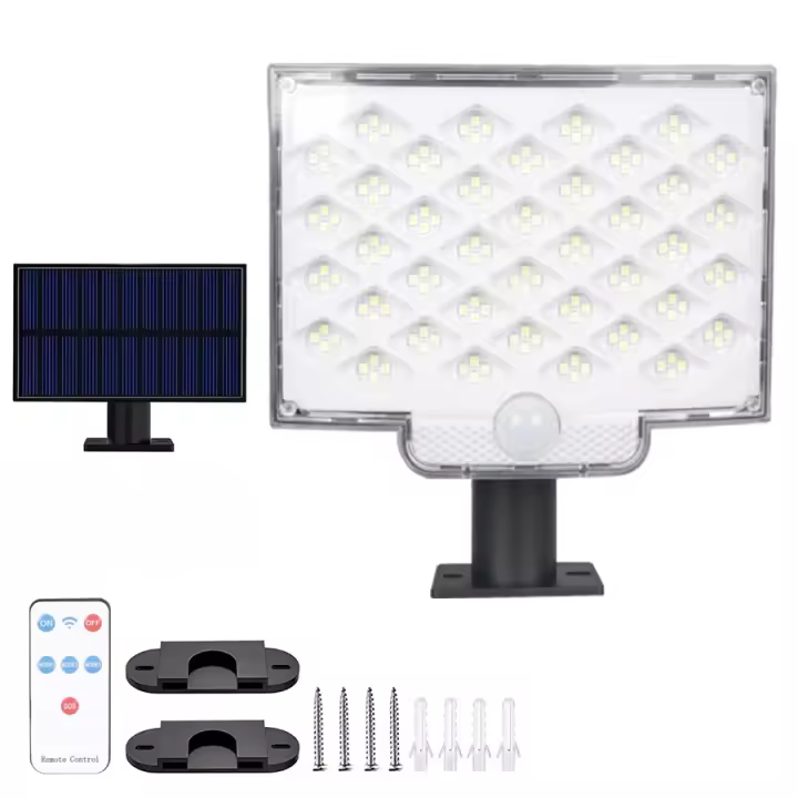 Luces Solares Ultra Brillantes Al Aire Libre Con 106 LED 3000LM Sensor De Movimiento Luz De Inundación Para Pared Patio Garage Jardín Trasero - 1