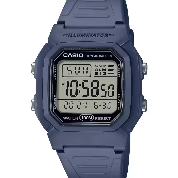 Reloj digital unisex clásico Casio W-800H-2AV 100m WR 10 años batería Hora Mundial Hora Dual Illuminator - 1