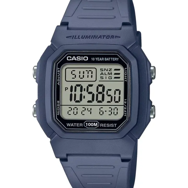 Reloj digital unisex clásico Casio W-800H-2AV 100m WR 10 años batería Hora Mundial Hora Dual Illuminator - 1