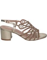 POLKA | Sandalias de tacón Polka para Mujer – Sandalias de Evento Color Dorado– Sandalia Evento con Cierre de Hebilla – Tacón color dorado con detalles dorados brillantes – Tacón Medio Y Cómodo – Alta Calidad – Modelo 224 - details 0