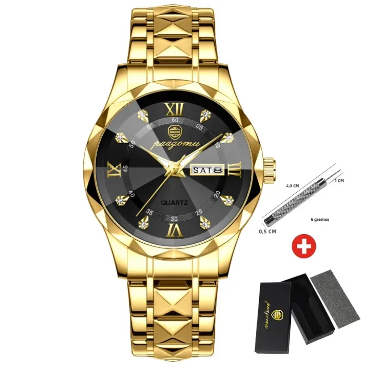 Reloj De Pulsera Para Hombre POEDAGAR Marca De Lujo Impermeable Luminoso Con Fecha Y Día De La Semana Acero Inoxidable Quartz - 1