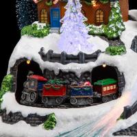 XOCOTŌ® Pueblo de navidad "Hallstat"  Poblado navideño iluminado de túnel con tren y río  14 Leds  L. 30.60 x P. 18 x H. 17cm - details 3