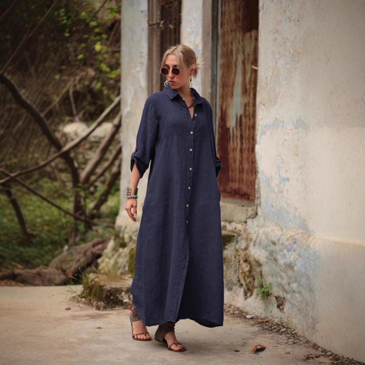 Vestido Largo De Mujer plus Size 1XL-5XL En Color Sólido Con Manga Larga Estilo Casual Elegante Suéter Con Cuello En V Para Oficina