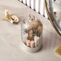 Organizador De Maquillaje Giratorio 360° Con Tapa Contenedor De Almacenamiento Para Brochas Y Cosméticos Caja Para Labiales Y Cejas Material Plástico - details 1