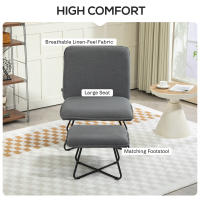 HOMCOM Sillón de Salón con Otomana Sillón de Relax sin Brazos Sillón para Lectura con Patas de Acero en Forma de Cruz para Sala de Estar Dormitorio - details 3