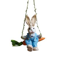 Colgante De Conejo De Pascua Decorativo Coleccionable Para Regalo De Cumpleaños Oficina Hogar Adorno Jardín Material CRYSTAL Estilo Pastoral - details 4