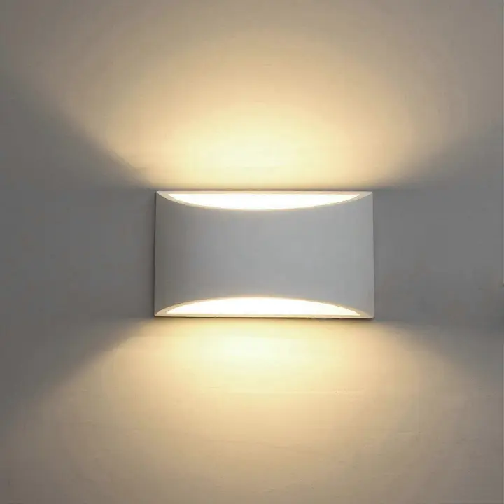 Modern Wall Sconce,Indoor Wall Lights Uplighter Downlighter Gypsum Plaster Sconce Lighting with 2700K 7W G9 LED Bulbs for Living Room Bedroom Hallway - 1