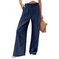Pantalones Anchos Para Mujer Cintura Alta Elástica Trasera Negocios Casual Largo Pantalones Regulares De Pierna Recta Para Otoño/Invierno - details 2