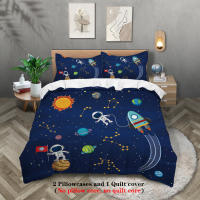 Juego De Cama 3 Piezas Estilo Espacial Con Patrón De Astronauta Y Cielo Estrellado Funda De Edredón Y 2 Fundas De Almohada Poliéster Cómodo Set De Cama - details 0