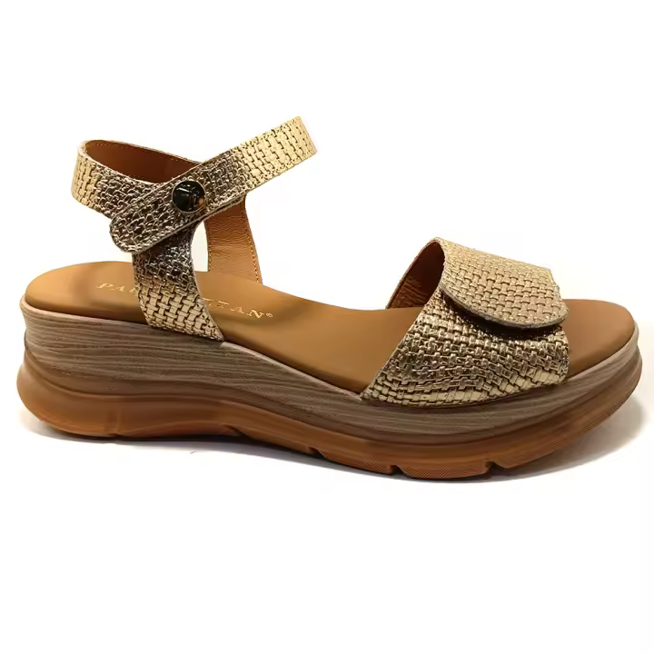 Paula Urban 24-634  Sandalias Para Mujer Con Cuña  Planta De Gel  Color Champan. - 1