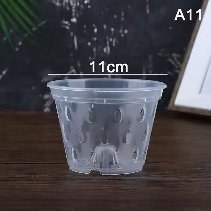 Maceta De Flor Transparente Con Agujeros Para Jardín Y Orquideas Accesorios De Maceta De Plástico Moderno Con Drenaje - 1
