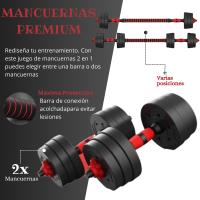 AWIKU - Mancuernas Ajustables 2 en 1 de 7.5kg - 10kg - 15kg - 20kg - Barra de Unión de 40cm Incluida - Set de Pesas + Barra - details 1