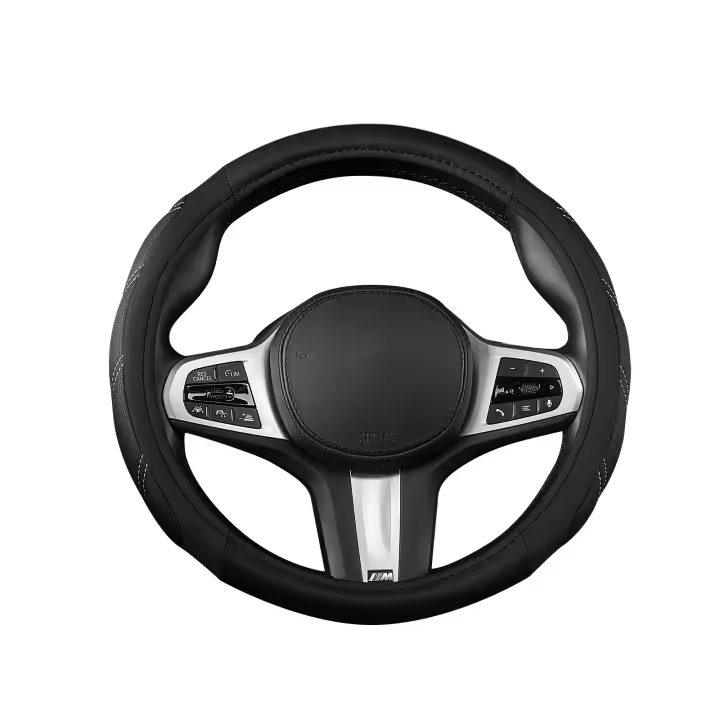 Funda para volante de coche, funda de mango antideslizante de cuero deportivo, funda protectora decorativa, suministros para automóviles, universal para todas las estaciones - 1