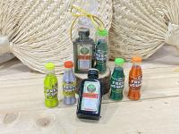 Lote de 10 miniaturas de bebida en chupito de cristal y botella de chicles para regalo con lazo - Detalles para invitados de Boda, comuniones, bautizos - details 0