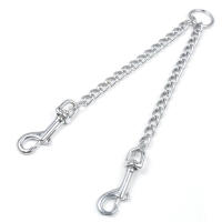 Correa Para Dos Perros De Acero Inoxidable Resistente Con Cadena De Seguridad Doble Para Caminar a Dos Perros Tamaño S/M/L/XL - details 2