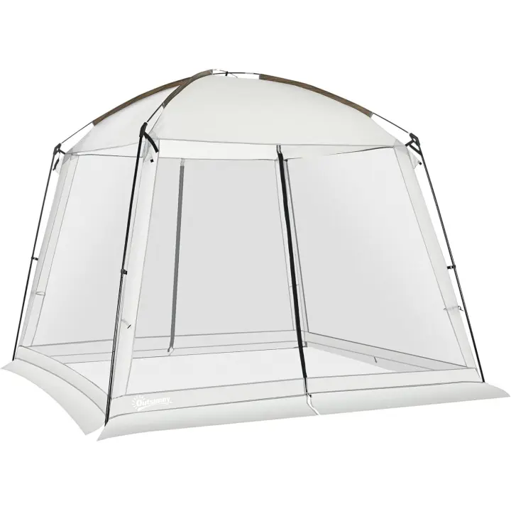 Carpa de Jardín 3x3 m Cenador para 6-8 Personas con 4 Mosquiteras y 2 Puertas Protección UV50+ y Bolsa de Transporte Carpa para Camping Terraza Patio Exterior Blanco - 1