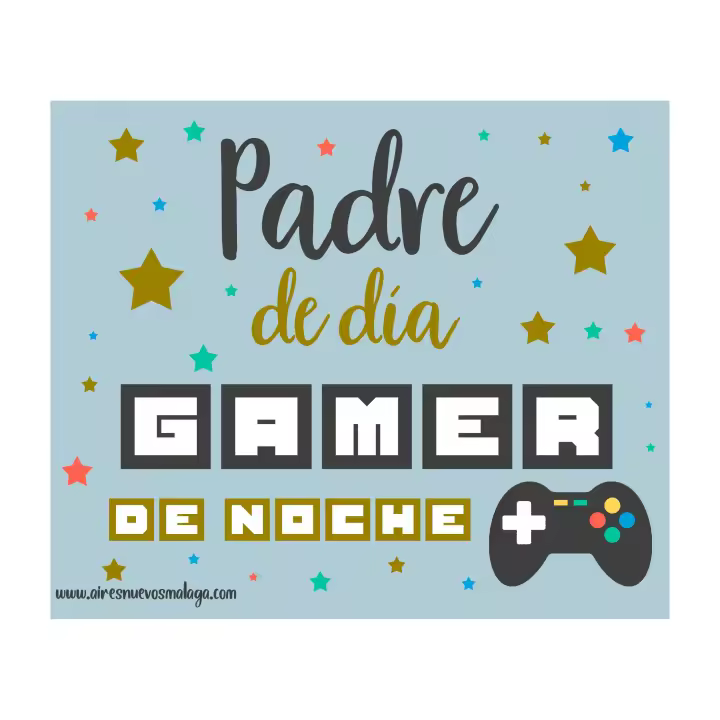 Alfombrilla de ratón para papá "Padre de día, gamer de noche". Aires Nuevos. Regalos. Día del padre. Original. Personalizados. Diseños propios.  Un regalo que no falla. Porque papá se lo merece. - 1