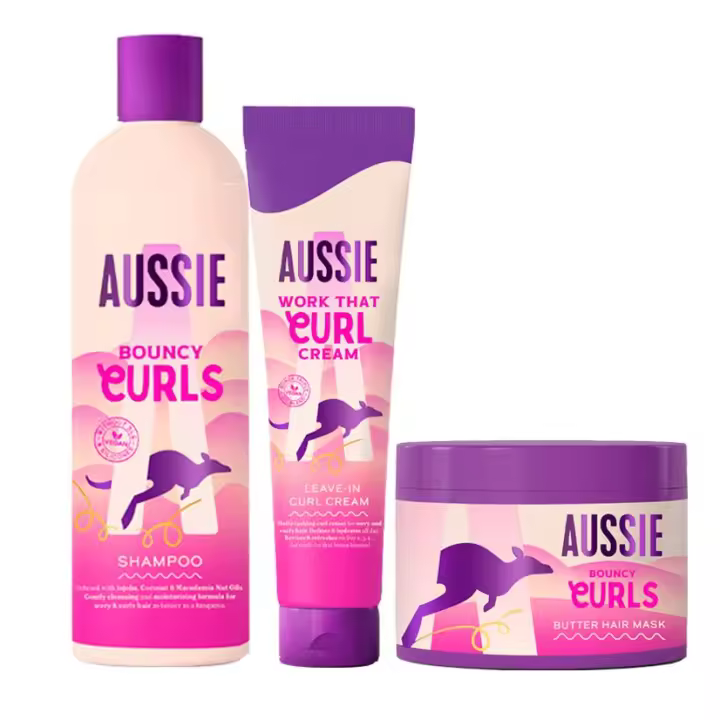 Aussie Pack Especial |  Bouncy Curls: Champú Hidratante Cabello Seco Rizado Y Ondulado 300ml+ Mascarilla Capilar Con O Sin Aclarado 450ml + Crema Definidora Rizos 160ml - 1