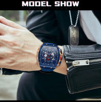 Reloj De Cuarzo MINI FOCUS Para Hombres Con Dial Tonneau Deportivo Y Correa De Silicona Naranja Cronógrafo Resistente Al Agua Con Manos Luminosas Fecha Automática - details 14