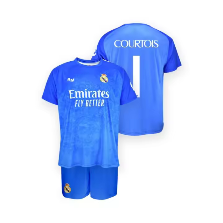 Conjunto Portero Courtois Primera Equipación Infantil del Real Madrid réplica Producto Oficial camiseta pantalón 2526COUR - 1