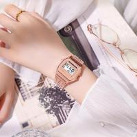 Reloj Digital Elegante Para Mujer En Oro Y Plata De Acero Inoxidable Reloj De Pulsera Electrónico Para Negocios Y Hombres - details 13