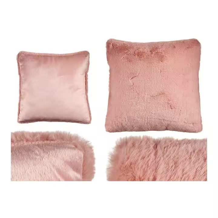 Cojín Con pelo Rosa Piel Sintética (40 x 2 x 40 cm) - 1