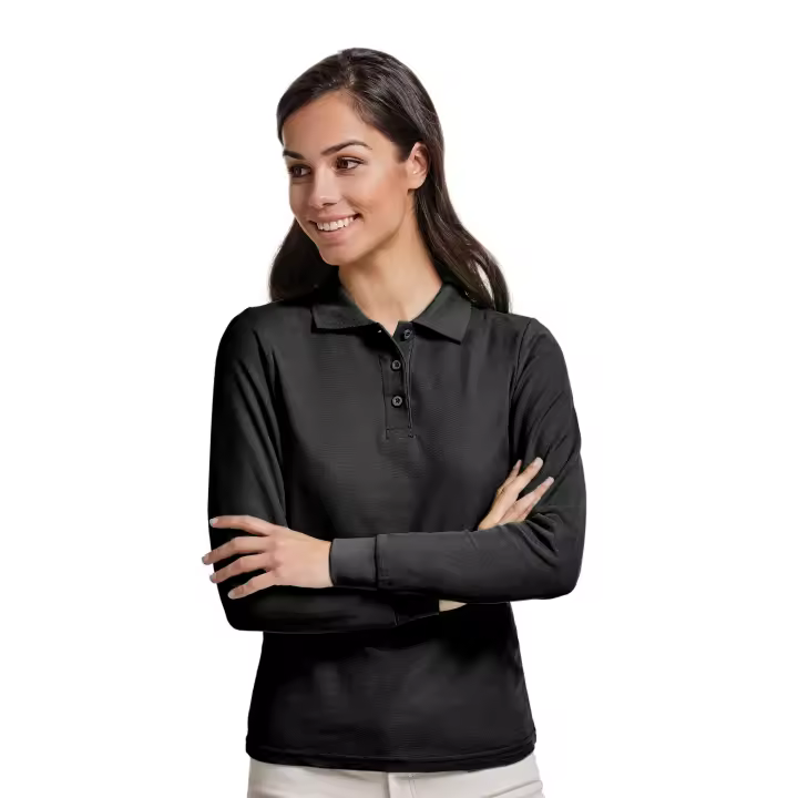 Polo manga larga para mujer algodón 100% cuello acanalado y tres botones - Camiseta moda femenina casual y deportiva transpirable - 1
