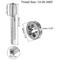 1/2-28 UNEF Tap and Die Set con 38mm Round Die Stock Handle Wrench, Máquina de acero de alta velocidad Threa - details 0