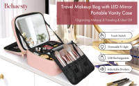 Bolsa De Maquillaje Para Viaje Behaesty Con Espejo LED Doble Capa Espejo De Vestíbulo Desmontable Tri-luz Dimmer Divisores Ajustables - details 0