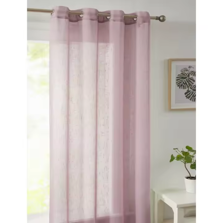 Visillo Rústico Liso con Ollaos, "Classic Line" VCL-001, 140x265 cm, 100% Poliéster, Color Malva, Camaltex - 1