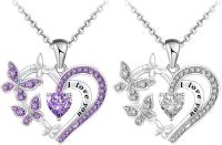 Collares de mujer Collares de mujer Collar de mariposa con diamantes de imitación para mujer Collar con colgante de mariposa y corazón de amor Collar de cenizas de regalo Collares dobles para mujer - details 0