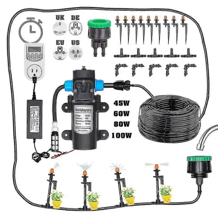 Excelente 5-30m Bomba autocebante Kit 90/180/360/strip Aspersor Sistema de riego de jardín 1/4 'Equipo de riego automático 100-240vspray -JRzd - 1