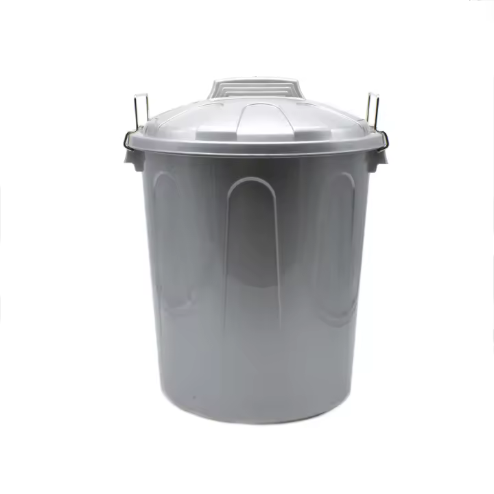 CABLEPELADO Cubo de Basura con tapa, Cubo basura Industrial, Cubo basura Plástico con asas metálicas, Contenedor residuos, 40 cm alto x 33 cm Diámetro superior, Capacidad 21 Litros, Gris - 1