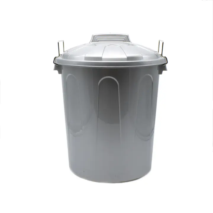 CABLEPELADO Cubo de Basura con tapa, Cubo basura Industrial, Cubo basura Plástico con asas metálicas, Contenedor residuos, 40 cm alto x 33 cm Diámetro superior, Capacidad 21 Litros, Gris - 1