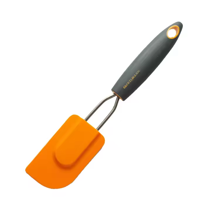 Fackelmann Soft Espátula Cocina, Lengua Silicona con Mango Ergonómico y Antideslizante en Acero Inoxidable y Polipropileno, Color Gris y Naranja, 27x8 cm, 1 ud. - 1